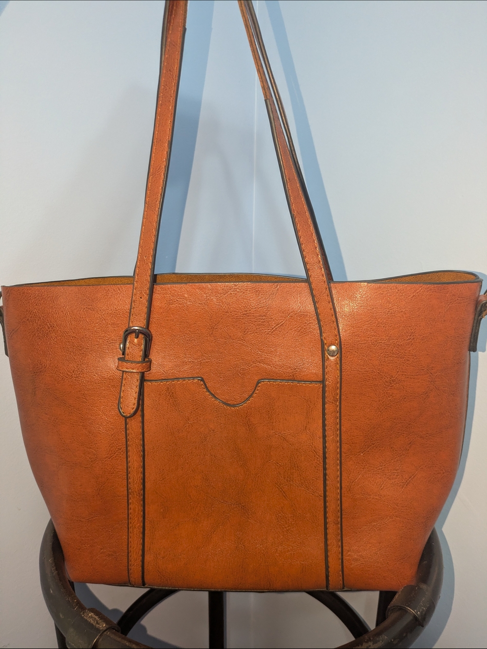Classic Brown Leather-Look Tote Bag